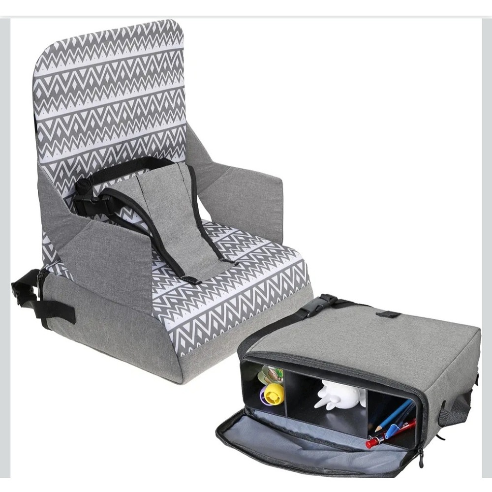 Dreambaby Grab n Go Booster Seat Gray Chevron Travel High Chair Storage Bag